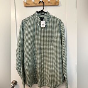 NWT J. Crew Men's Green/White  Gingham Check Shirt.XL.Great Look! Great Comfort!